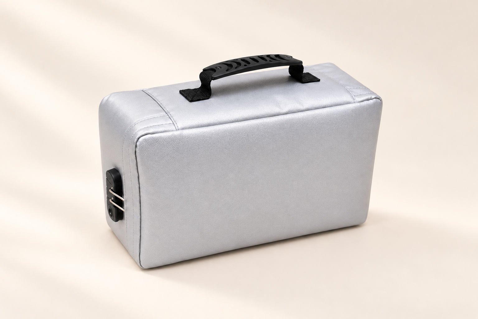 Complete view of the Fireproof & Waterproof Security Bag, showing its top carry handle and side lock.